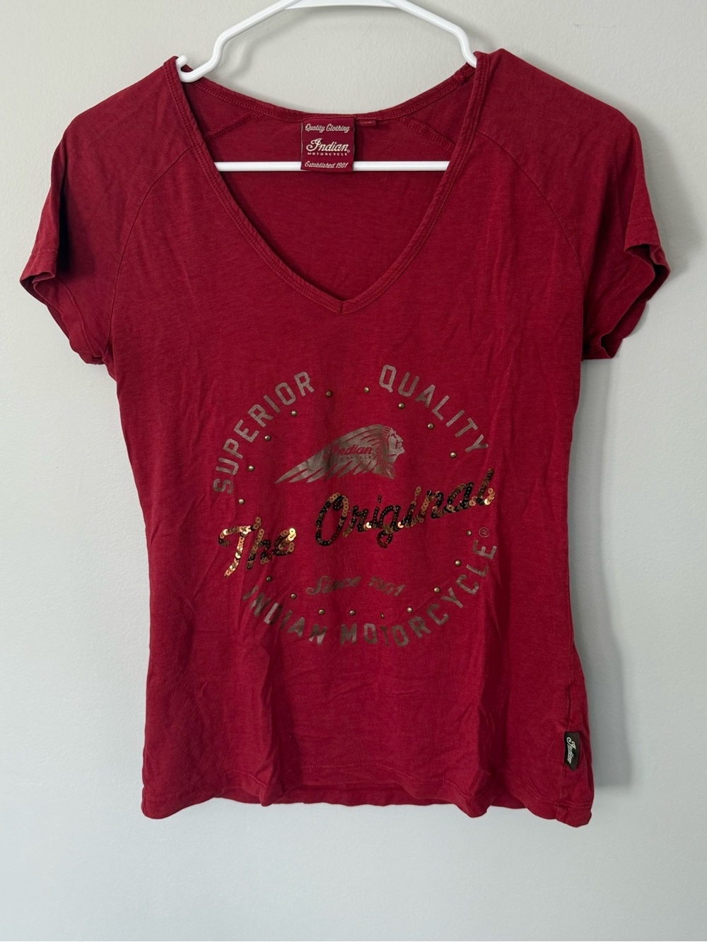 Indian Motorcycle Y2K Style Sequin Graphic Tee